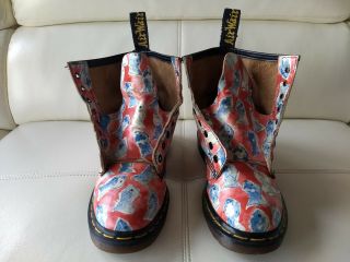 DOC DR MARTENS RED BOOTS BLUE FISH RARE VINTAGE MADE IN ENGLAND UNISEX 6UK 8W 7M 7