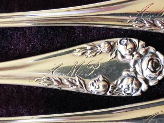 12 Antique Wallace Rose Sterling Silver Seafood Cocktail Forks EUC 4