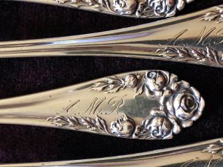 12 Antique Wallace Rose Sterling Silver Seafood Cocktail Forks EUC 5