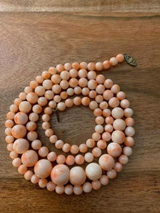 Vintage Natural Angel Skin Coral Bead Necklace