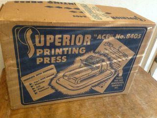 Vintage Semco Superior Ace Printing Press 8405 W/type Symbols Etc W/box