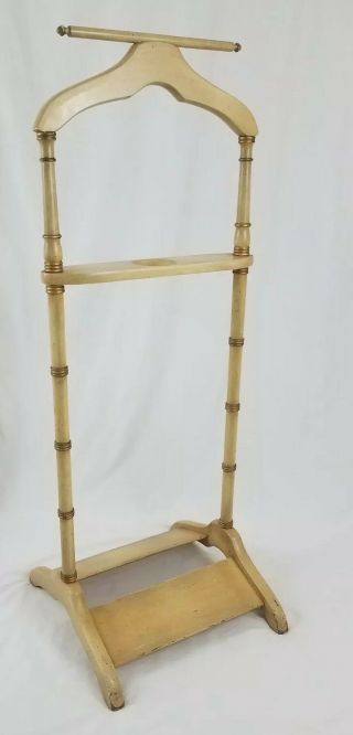Vintage Faux Bamboo Butler Valet Stand Suit Hanger Hollywood Regency Mid - Century