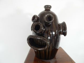 (monkey boy) rare face jug by dwayne crocker folk art,  pottery 11  x9 10
