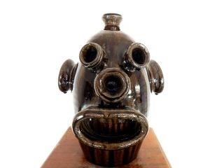 (monkey boy) rare face jug by dwayne crocker folk art,  pottery 11  x9 12