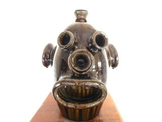 (monkey boy) rare face jug by dwayne crocker folk art,  pottery 11  x9 4