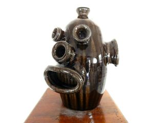 (monkey boy) rare face jug by dwayne crocker folk art,  pottery 11  x9 5