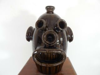 (monkey boy) rare face jug by dwayne crocker folk art,  pottery 11  x9 6