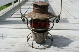 Vintage Nyc Lines Rr Railroad Lantern Marked Red Globe Adams Westlake No.  250