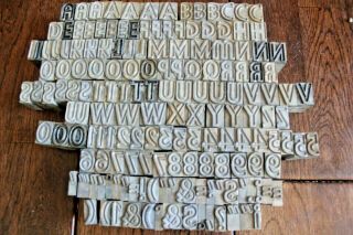Vintage Lead Letterpress Print Type Set Complete Alphabet Numbers 1 " Block