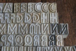 Vintage Lead Letterpress Print Type Set Complete Alphabet Numbers 1 