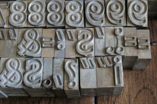 Vintage Lead Letterpress Print Type Set Complete Alphabet Numbers 1 