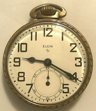 Elgin Mvt 575 15 Jewel Pocket Watch - Very Well - 10k Rolled Gold Plate