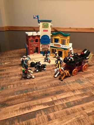 Fisher Price Great Adventures Western Town And Accessories Vintage