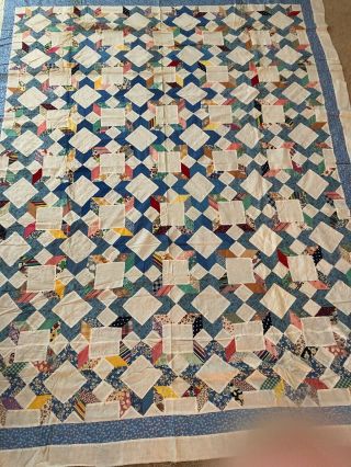Vtg Quilt Top Hand Sewn 1930 