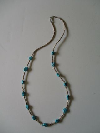 Vintage Native American Turquoise & Shell Heishi Bead Necklace