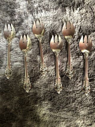 Grande Baroque By Wallace Sterling Silver Cake Ice Cream Sporks 5 3/4” Set Of 6.