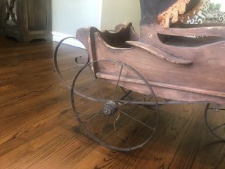 Antique Vintage Wooden Carriage Buggy Small Doll Buggy Kids 7