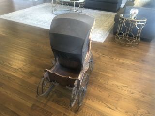 Antique Vintage Wooden Carriage Buggy Small Doll Buggy Kids 8