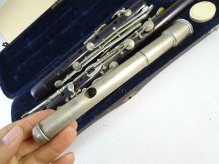 Antique Gerhard Huller German Silver Germany C Flute Wood GHS Vintage Instrument 4