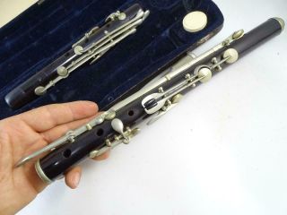 Antique Gerhard Huller German Silver Germany C Flute Wood GHS Vintage Instrument 6