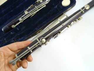 Antique Gerhard Huller German Silver Germany C Flute Wood GHS Vintage Instrument 7