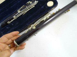 Antique Gerhard Huller German Silver Germany C Flute Wood GHS Vintage Instrument 8