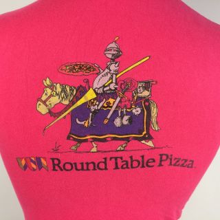 Rare Vtg 70s 80s Round Table Pizza Delivery Uniform T Shirt Cartoon California