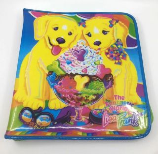 Lisa Frank Binder Rainbow Puppy Ice Cream Sundae Zipper Pouch Mirror Vtg 90s