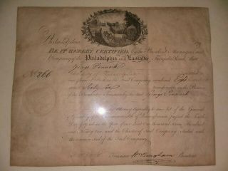 Philadelphia And Lancaster Turnpike Road Stock Certificate rare signed 3