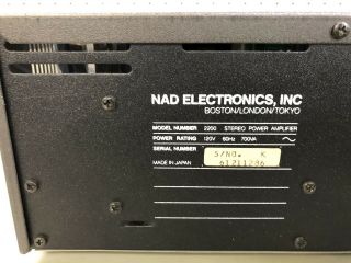 Vintage NAD 2200 Stereo Power Amplifier/Power Envelope - Made In Japan 9