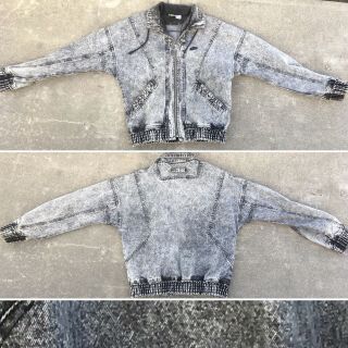 Vintage Nike Challenge Court Acid Wash Denim Jacket Sz S 80s 90s 2