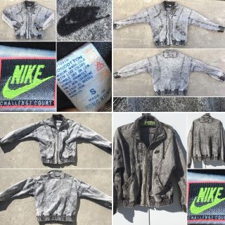 Vintage Nike Challenge Court Acid Wash Denim Jacket Sz S 80s 90s 3