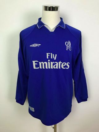 Vintage Umbro Chelsea Fc Mens Football Soccer Home Long Sleeve Jersey Size L