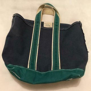 Vintage Ll Bean Boat And Tote Bag Navy Blue & Green Made Freeport Maine