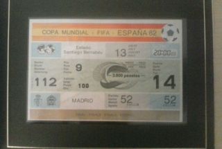 Football Spain 1982 World Cup Final Ticket In Presentation Folder Rare