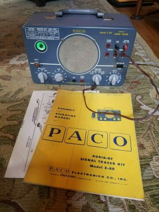 Vintage Paco Audio Rf Signal Tracer,  Model Z - 80 And Schematic