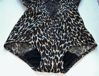 Vintage 60s Pin Up Cole of California Swimsuit Corset Tie Leopard Print Sz 10 7