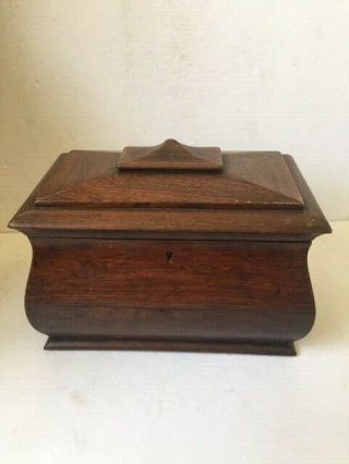 Vintage Antique 19th C.  English 2 Compartment Wood Tea Caddy