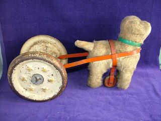 Vintage 1950s Toy Pull - Along Dog And Cart Vintage Classic Collectable Toys