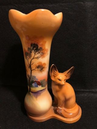 Noritake Figural Fox Vase Rare