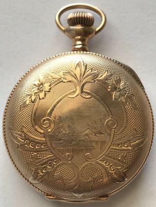 Elgin 14k Gold Pocket Watch 1914 Wadsworth Case