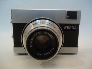 Vintage WERRA 1 Camera Carl Zeiss Jena Tessar 2,  8/50 with Leather Case,  Box 3