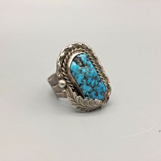 1970s Vintage Turquoise And Sterling Silver - Large Size 13