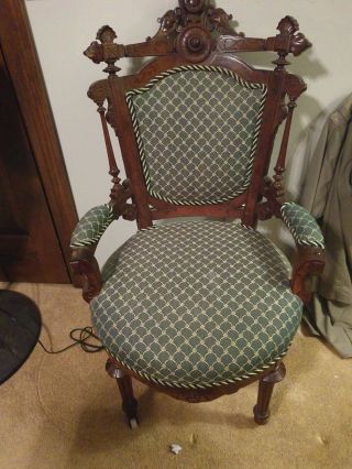 Gorgeous Antique Victorian Renaissance Upholstered Parlor Chair,  1890 