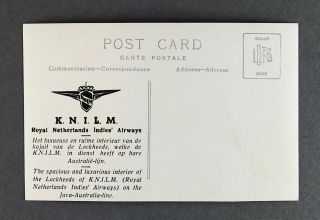 KNILM LOCKHEED MODEL 14 CABIN INTERIOR VINTAGE AIRLINE ISSUE REAL PHOTO POSTCARD 2