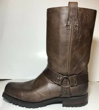 Vtg Frye Brown Leather Motorcycle Biker Square Toe Harness Ankle Boots