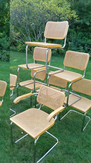 8 Mid - Century Marcel Breuer Bauhaus Cesca Dining Room Chairs For Knoll
