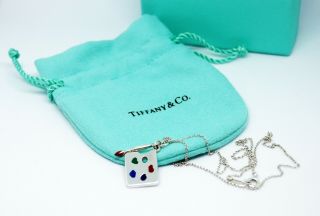 Rare Tiffany & Co Silver Paloma Picasso Enamel Paint Brush Pallet Charm Necklace