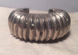 Antique Ethnic Tribal Sterling Silver Massive Hand Made Cuff Bracelet
