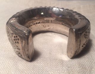 Antique Ethnic Tribal Sterling Silver Massive Hand Made Cuff Bracelet 4